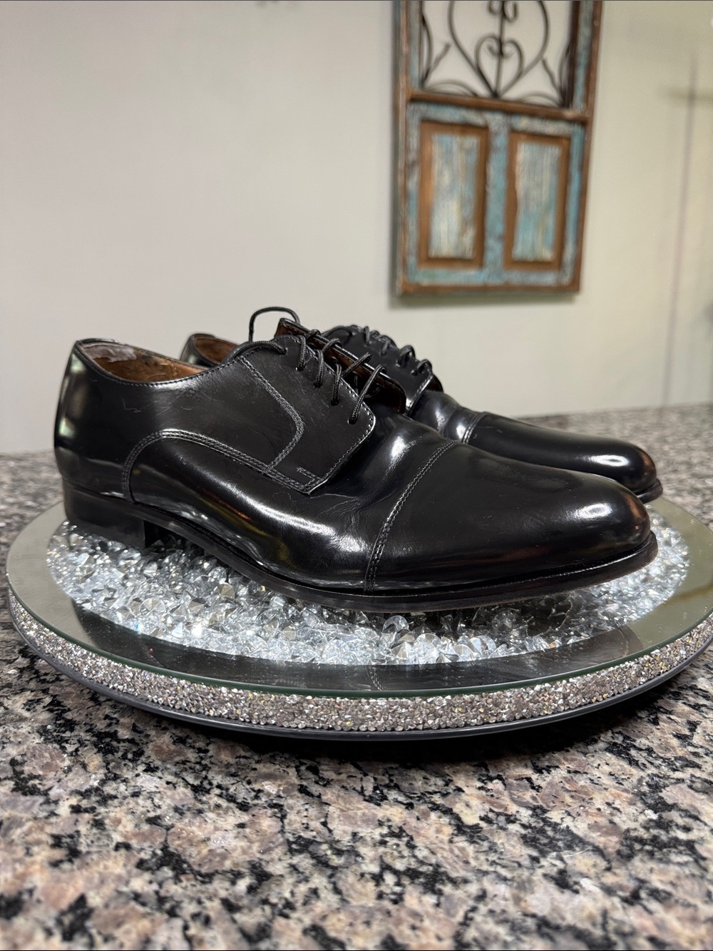Florsheim Black Leather Derby Dress Shoes EUC 13D
